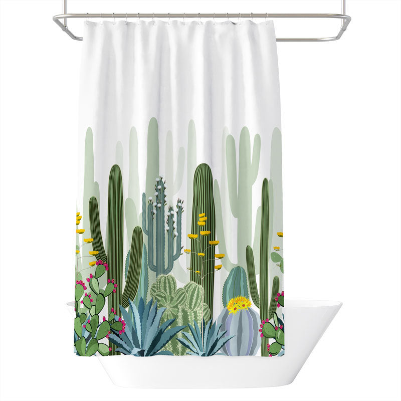 Cactus Greenery Shower Curtain – Waterproof & Mildew Resistant Polyester Bathroom Decor 180×180cm