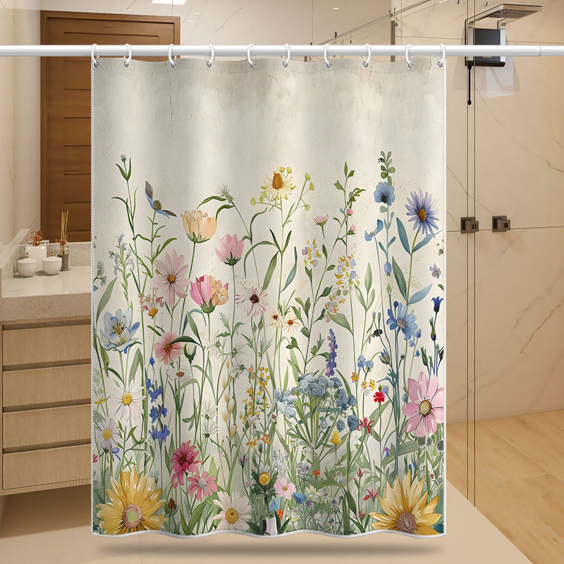 Vintage Floral Shower Curtain – Rustic Garden Style, Waterproof & Mildew Resistant Polyester, 180×180cm Bathroom Divider