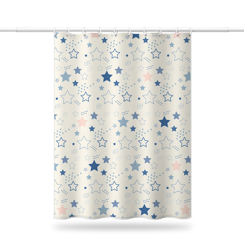 Star Print Shower Curtain – Waterproof & Mildew Resistant Polyester, Nordic Style Bathroom Curtain 180×180cm