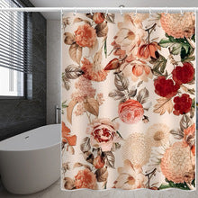 Vintage Floral Shower Curtain – Waterproof & Mildew Resistant Polyester Fabric, 180×180cm Bathroom Decorative Curtain