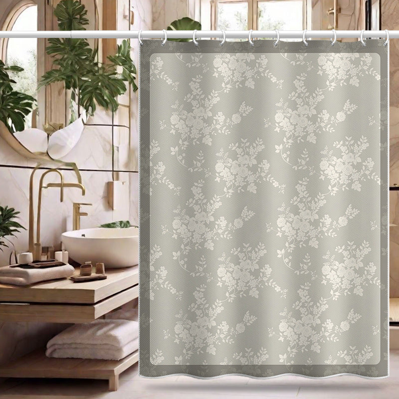 Elegant Floral Pattern Shower Curtain – Waterproof & Mildew Resistant Polyester Bathroom Divider 180×180cm